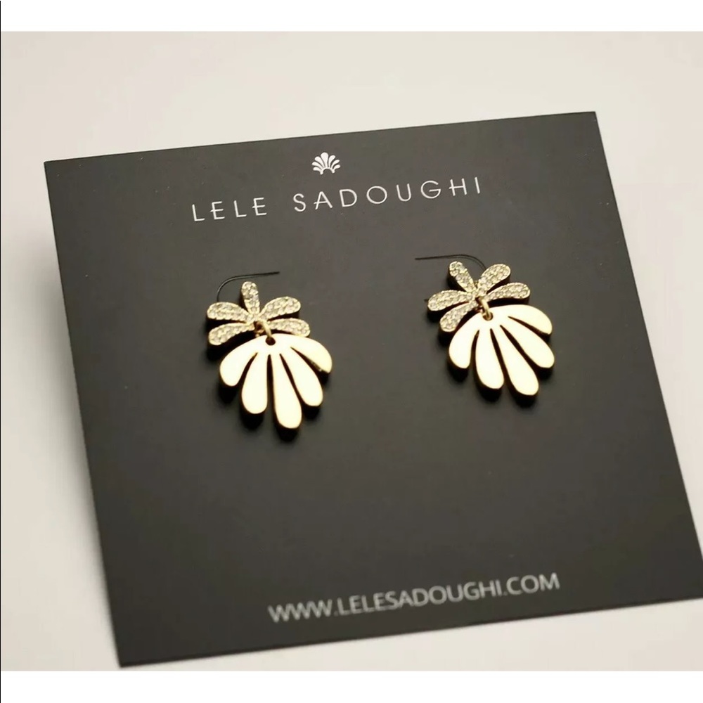 Lele Sadoughi Gold Crystal Vine Drop Earrings